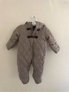 Perry Ellis Quilted Hooded One-Piece in Taupe